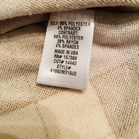 Originality Women’s Argyle Sweater Medium Cropped Brown Pullover Stretch - Picture 7 of 7